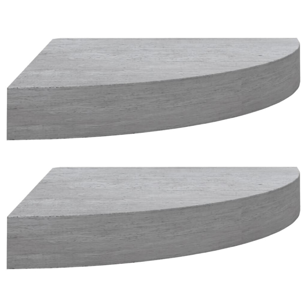 Vidaxl 2X Wall Corner Shelves Concrete Mdf Hanging Wall Display Shelf Grey