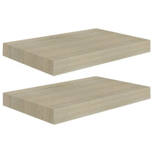 vidaXL 2x Floating Wall Shelves Oak 40x23x3.8 cm MDF Display Bookcase Ledge