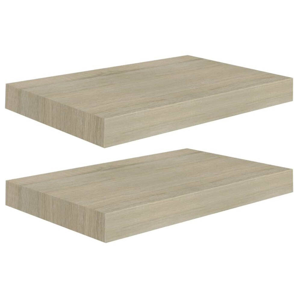Vidaxl 2X Floating Wall Shelves Oak 40X23x3.8 Cm Mdf Display Bookcase Ledge