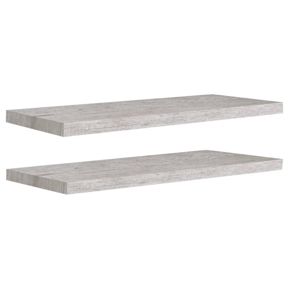 Vidaxl 2X Floating Wall Shelves Concrete Mdf Wall Ledge Hanging Shelf Grey