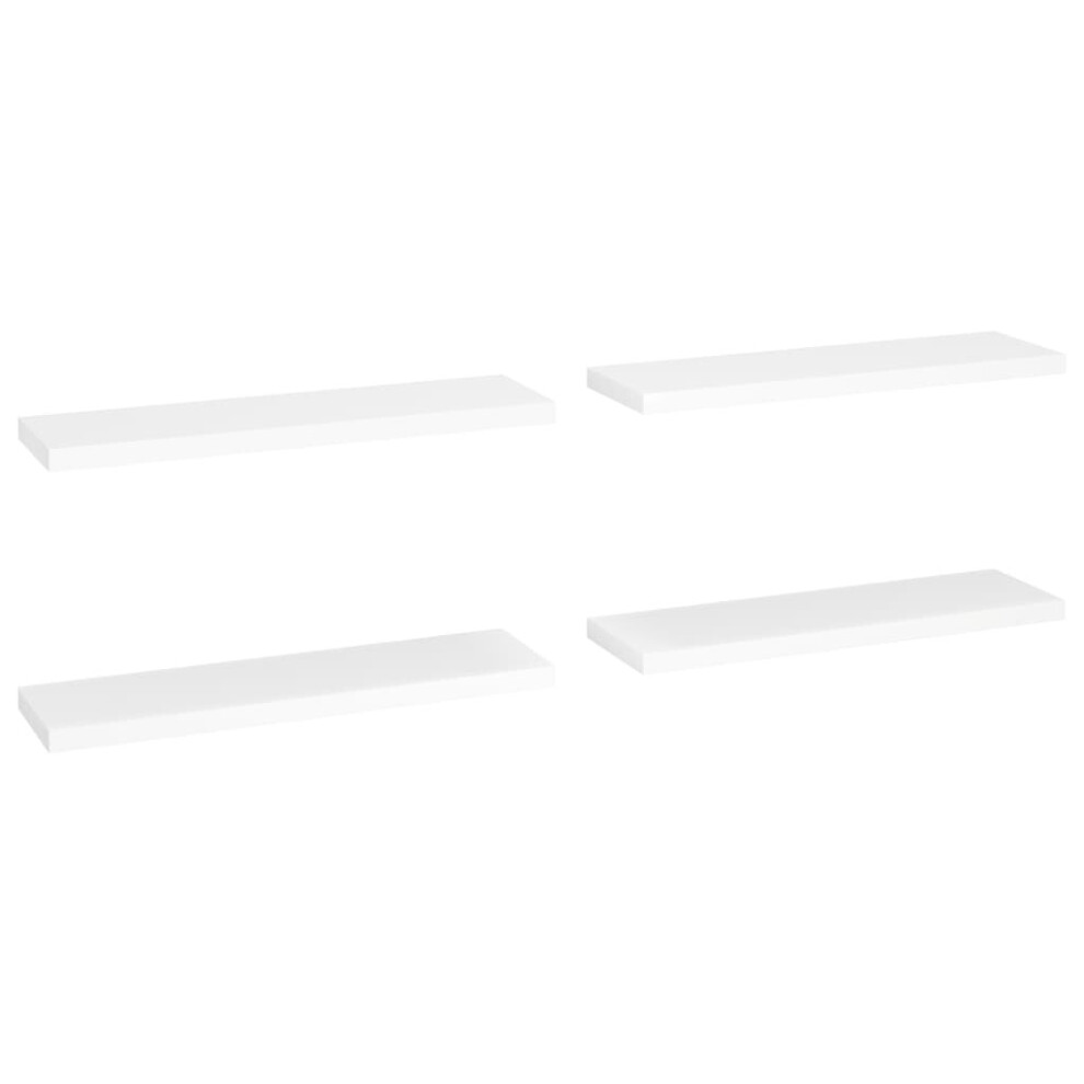 vidaXL 4x Floating Wall Shelves White 90x23.5x3.8 cm MDF Display Hanging Rack