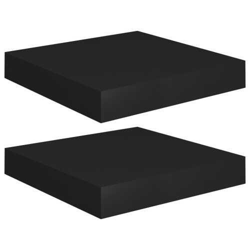 VidaXL vidaXL 2x Floating Wall Shelves Black MDF Display Ledge Hanging CD Rack Board