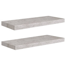 vidaXL 2x Floating Wall Shelves - Concrete Grey MDF with Metal Frame, Invisible Mounting, 60x23.5x3.8 cm, 7 kg each (326598)