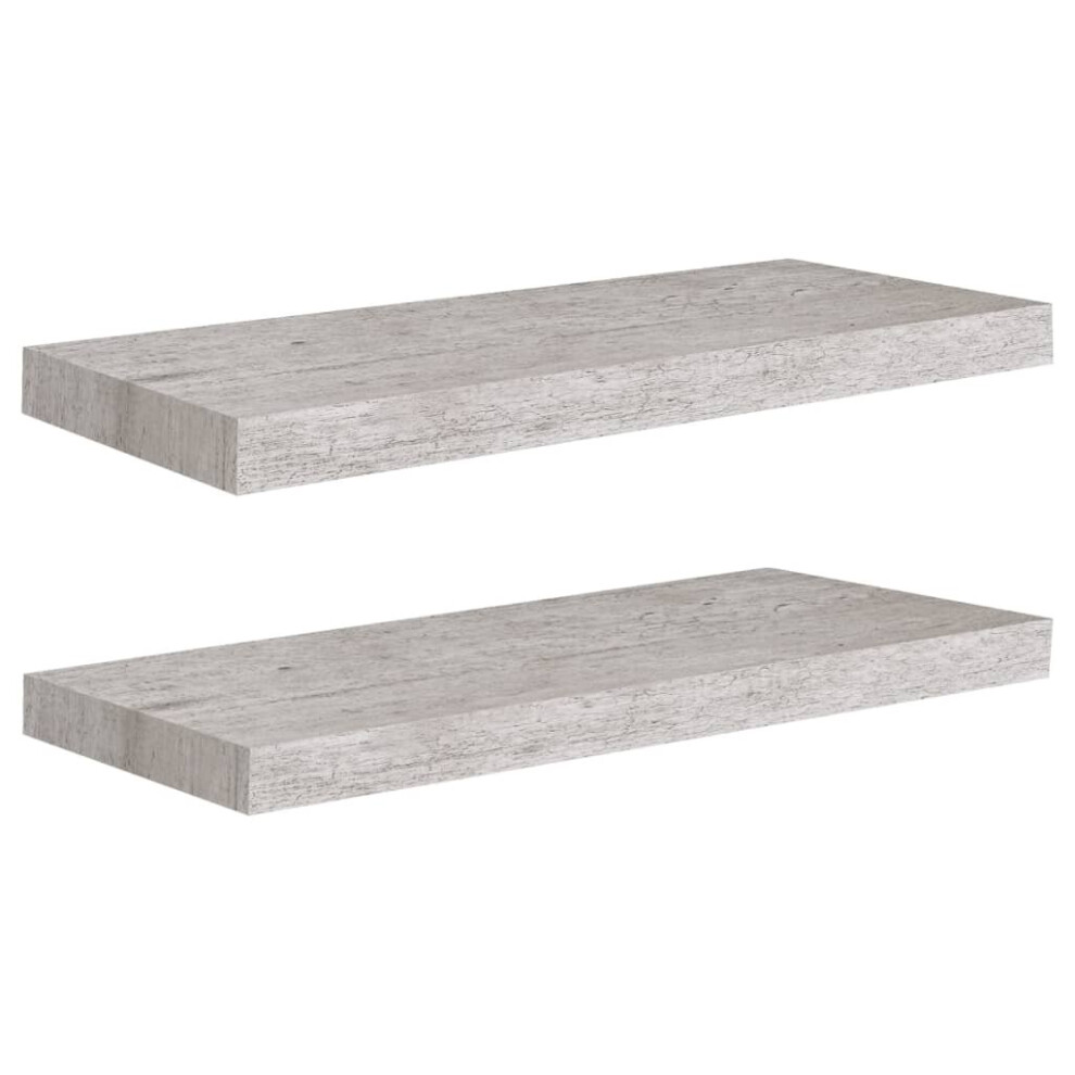 Vidaxl Grey 2X Floating Wall Shelves Concrete Mdf Wall Ledge Hanging Shelf