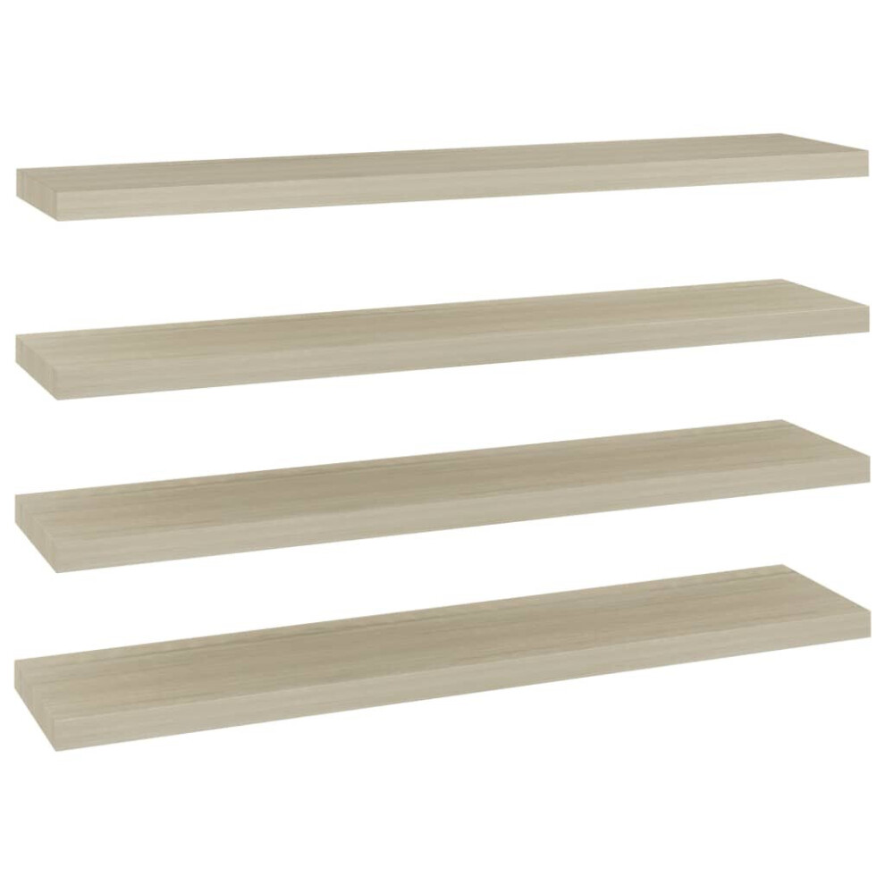 vidaXL 4x Floating Wall Shelves Oak 120x23.5x3.8 cm MDF Display Hanging Rack