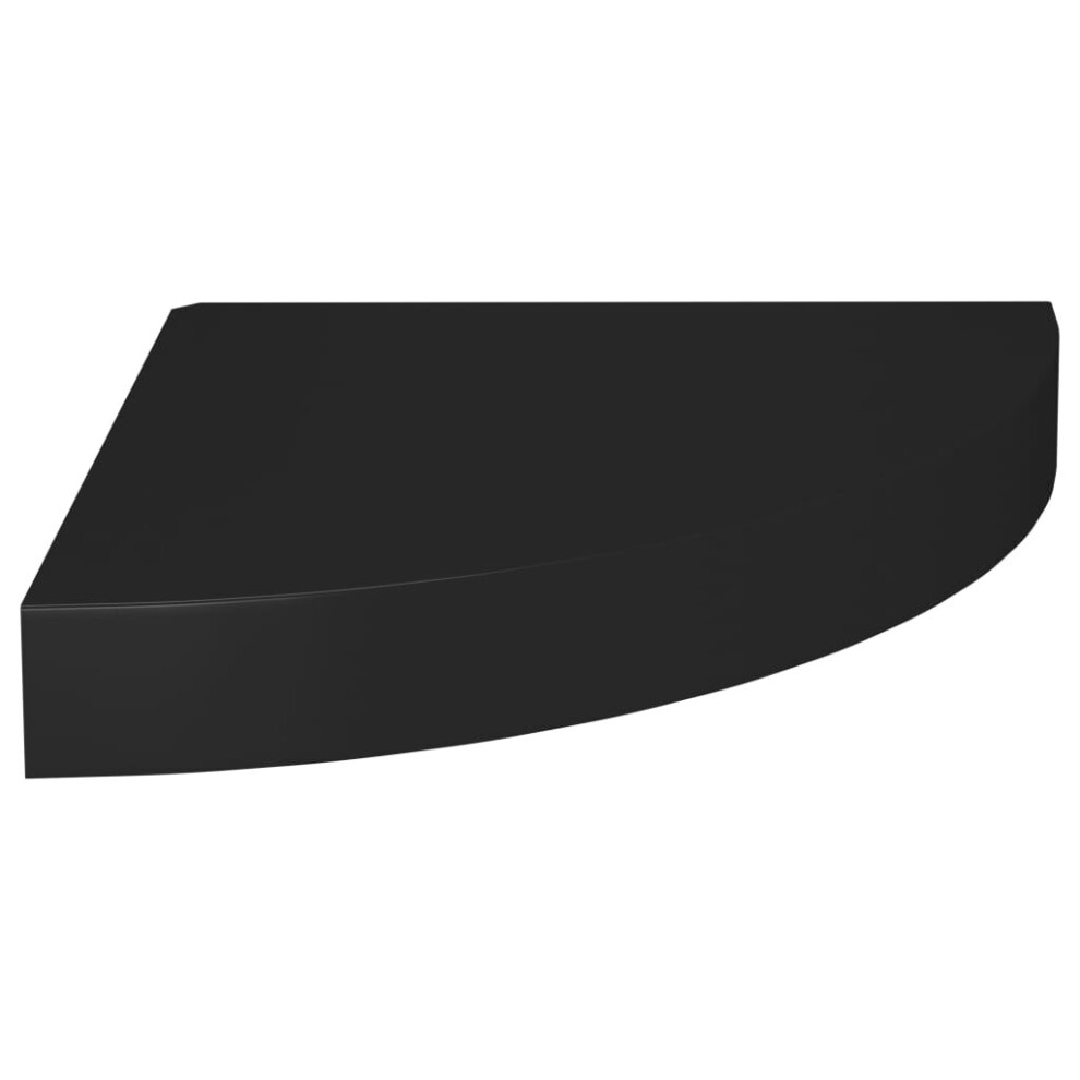 Vidaxl Floating Corner Shelf Black 25X25x3.8 Cm Mdf Display Hanging Rack Home