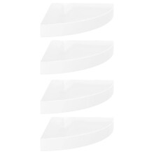 vidaXL 4x Floating Corner Shelves High Gloss White 25x25x3.8 cm MDF Display
