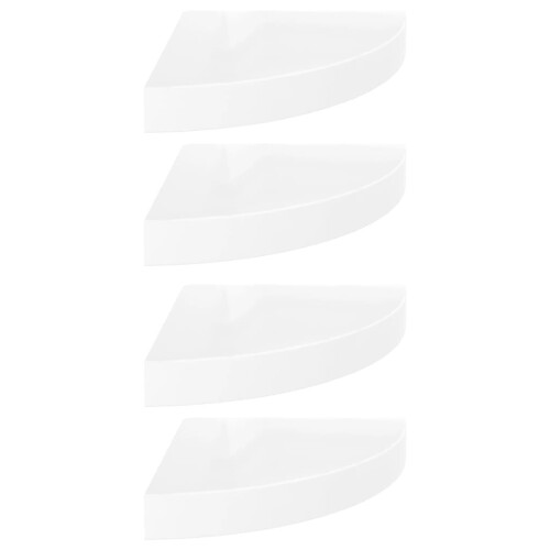 VidaXL vidaXL 4x Floating Corner Shelves High Gloss White 25x25x3.8 cm MDF Display