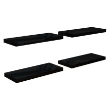 vidaXL Schweberegale 4 Stk. Hochglanz-Schwarz 60x23,5x3,8 cm MDF