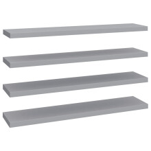 vidaXL 4x Floating Wall Shelves Grey 120x23.5x3.8 cm MDF Display Hanging Rack