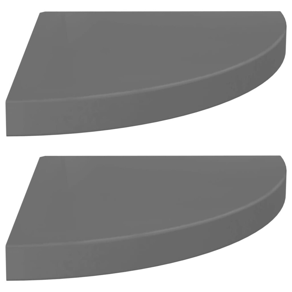 Vidaxl 2X Floating Corner Shelves High Gloss Grey Mdf Display Unit Bookcase 8720286075456