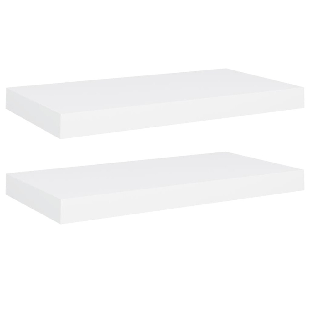 vidaXL 2x Floating Wall Shelves White 50x23x3.8 cm MDF Display Bookcase Ledge