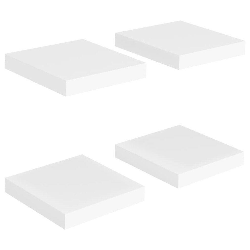 vidaXL 4x Floating Wall Shelves White MDF Display Ledge Hanging CD Rack Board
