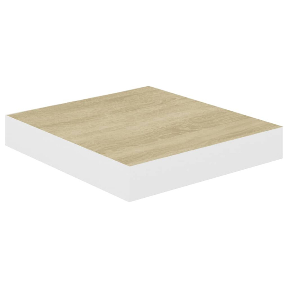 Vidaxl Floating Wall Shelf - Oak and White - MDF, Metal - 23 x 23.5 x 3.8 cm - 5 kg Capacity - Image 2