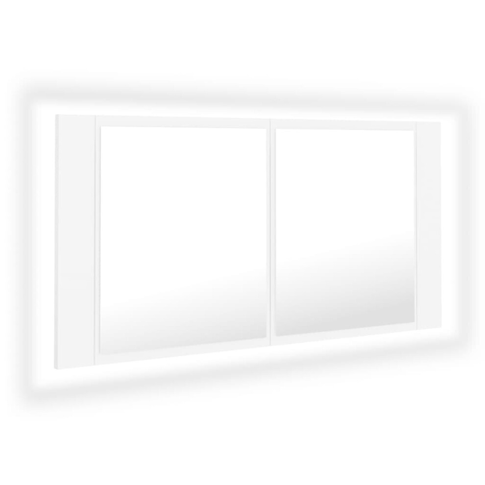 vidaXL LED Bathroom Mirror Cabinet White 90x12x45 cm Acrylic Washroom Mirror