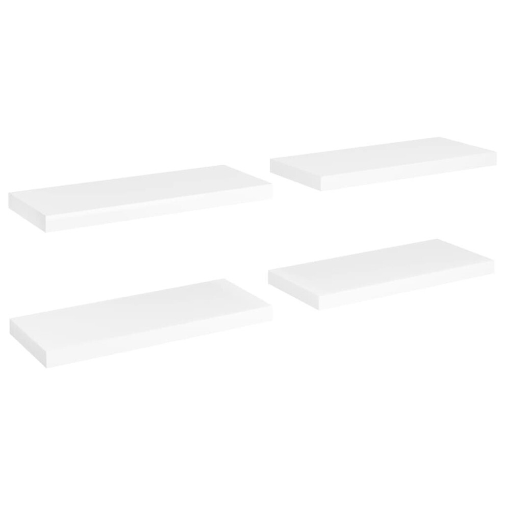 vidaXL 4x Floating Wall Shelves White 60x23.5x3.8 cm MDF Display Hanging Rack