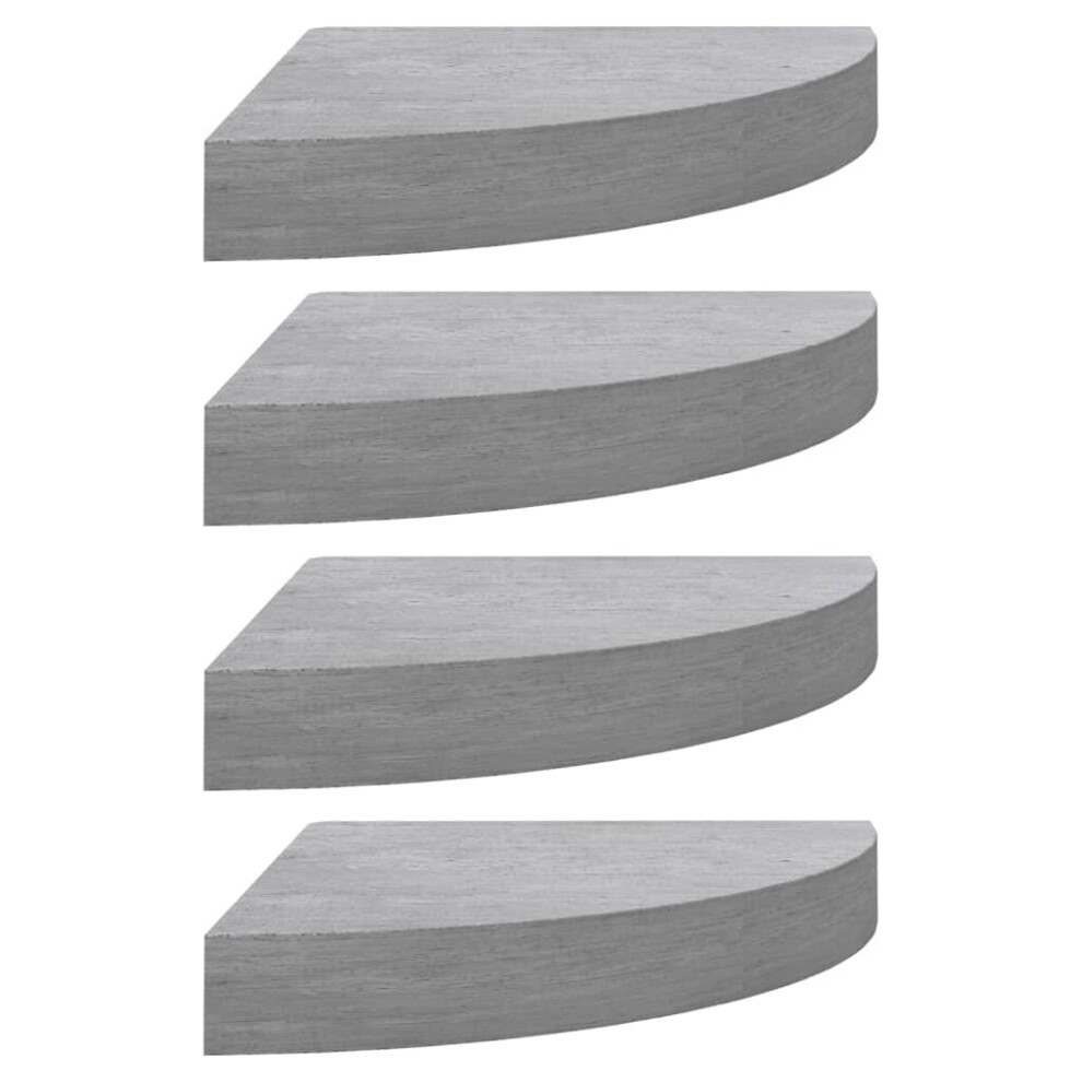 Vidaxl 4X Wall Corner Shelves Concrete Mdf Hanging Wall Display Shelf Grey