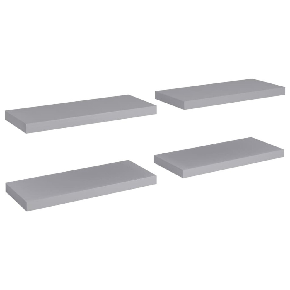 vidaXL 4x Floating Wall Shelves Grey 60x23.5x3.8 cm MDF Display Hanging Rack