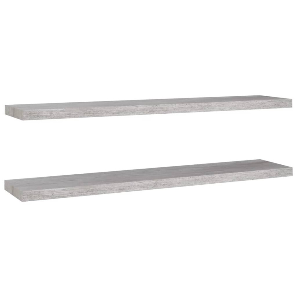 vidaXL 2x Floating Wall Shelves Concrete Grey MDF Bookcase Wall Board CD Rack