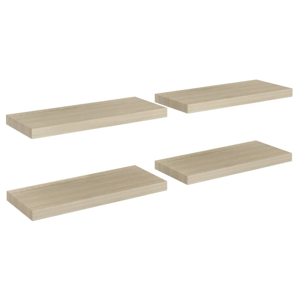 Vidaxl 4X Floating Wall Shelves Oak 60X23.5x3.8 Cm Mdf Display Hanging Rack 8720286075074