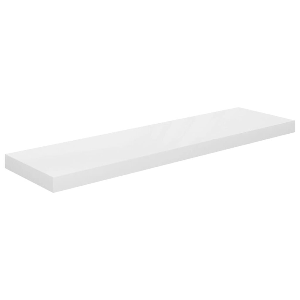 vidaXL Floating Wall Shelf High Gloss White 90x23.5x3.8 cm MDF Display Rack