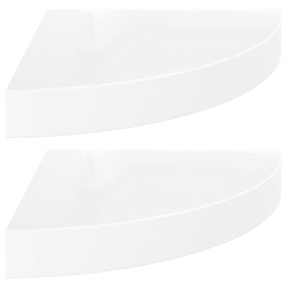 Vidaxl 2X Floating Corner Shelves High Gloss White 25X25x3.8 Cm Mdf Display 8720286075180