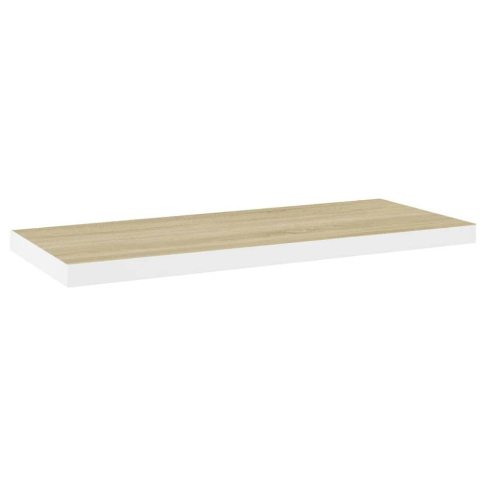 vidaXL Floating Wall Shelf Oak and White MDF Wall Ledge Hanging Shelf CD Rack