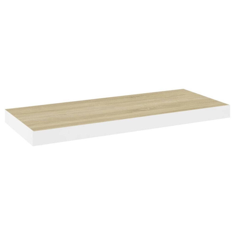 vidaXL Floating Wall Shelf Oak and White MDF Wall Ledge Hanging Shelf CD Rack