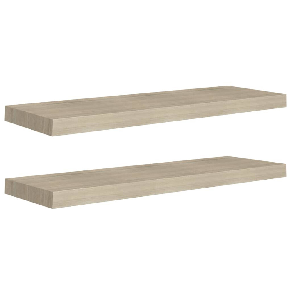 Vidaxl 2X Floating Wall Shelves Oak 80X23.5x3.8 Cm Mdf Display Hanging Rack 8720286075098