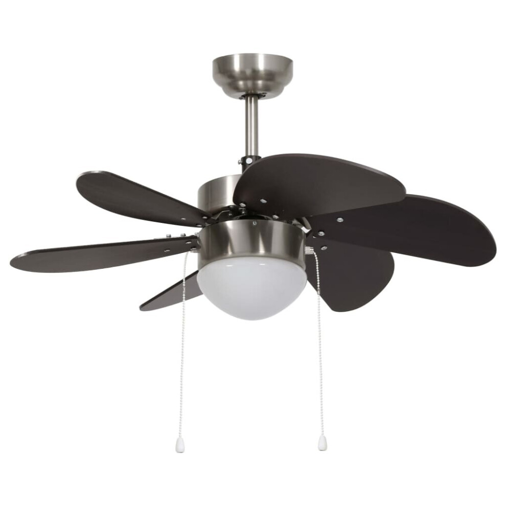 vidaXL Ceiling Fan with Light Dark Brown Ventilator Climate Control Accessory