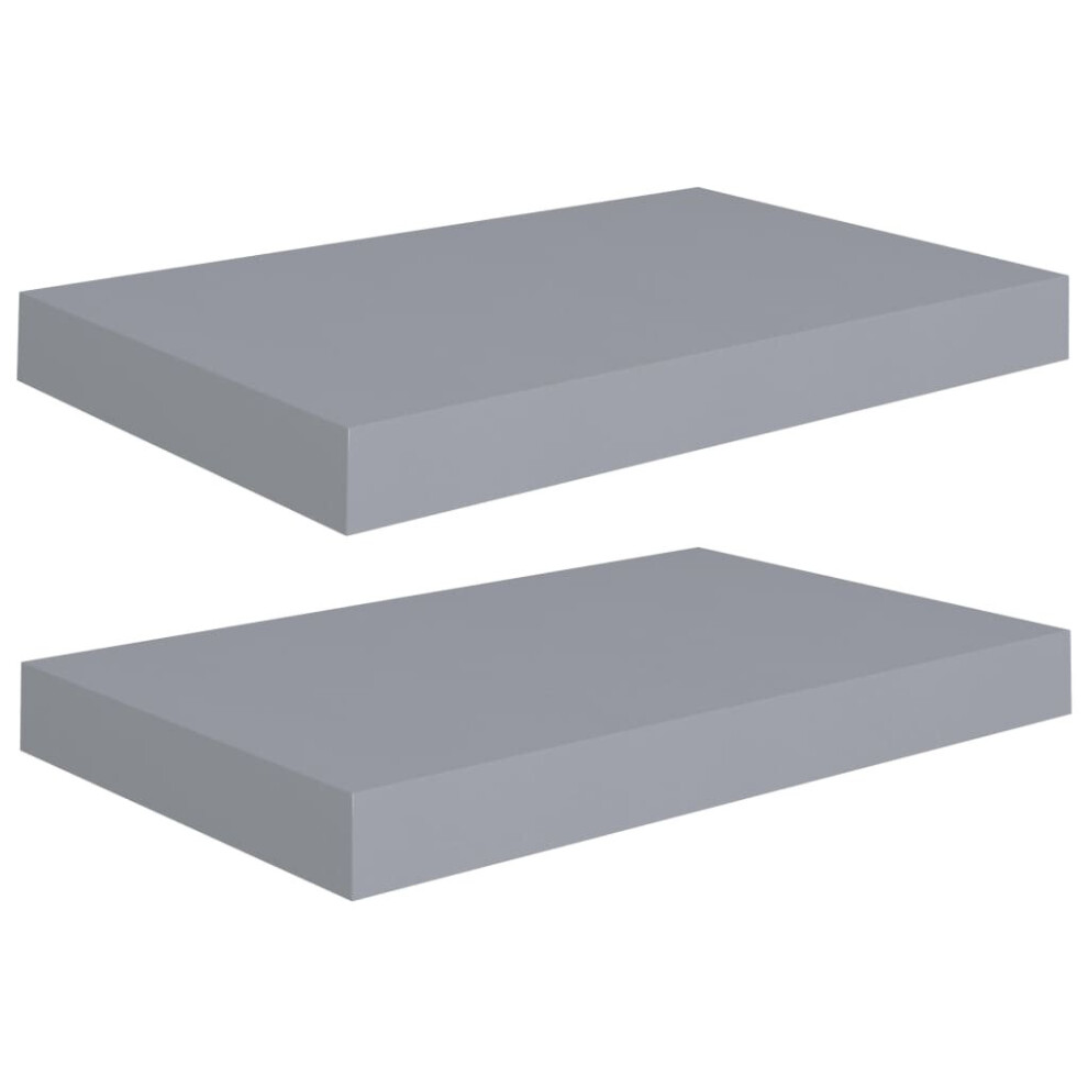 vidaXL 2x Floating Wall Shelves Grey 40x23x3.8 cm MDF Display Bookcase Ledge