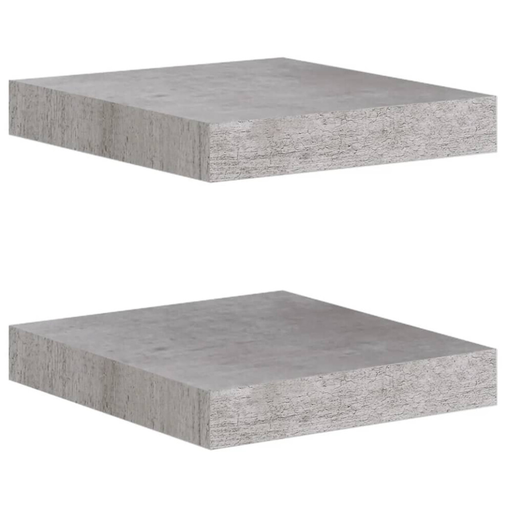 Vidaxl 2X Floating Wall Shelves Concrete Grey Mdf Bookcase Wall Board Cd Rack