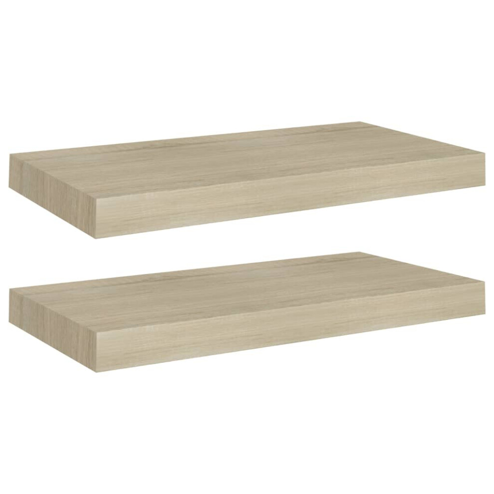 Vidaxl 2X Floating Wall Shelves Oak 50X23x3.8 Cm Mdf Display Bookcase Ledge