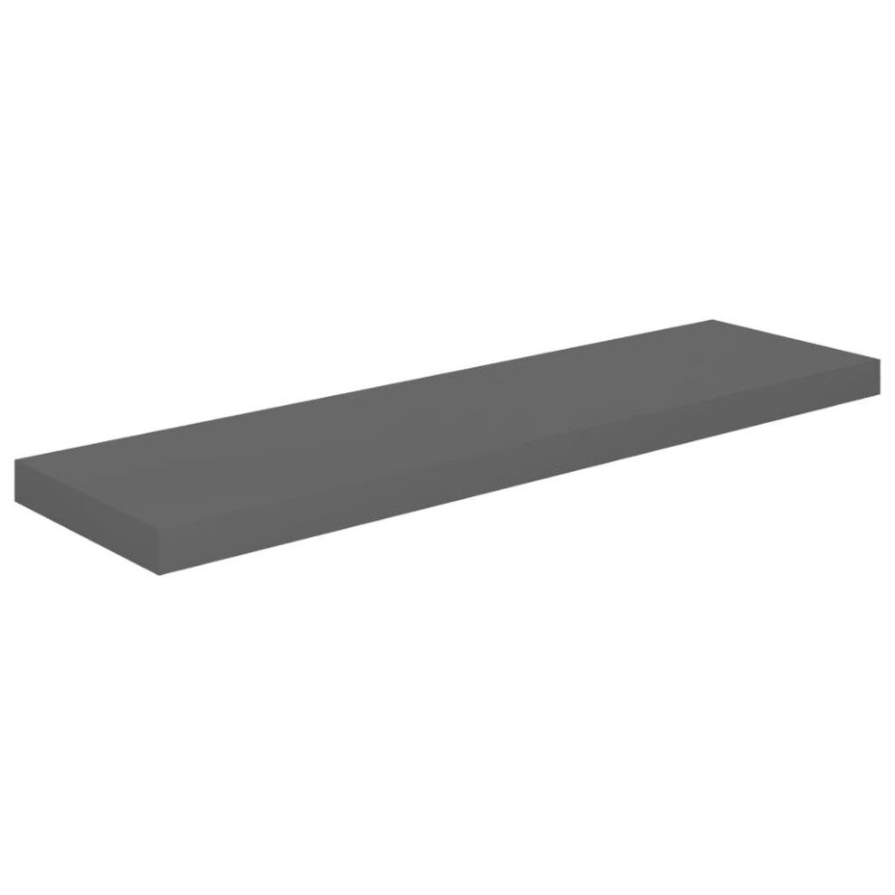 vidaXL Floating Wall Shelf High Gloss Grey 90x23.5x3.8 Cm MDF Display Rack