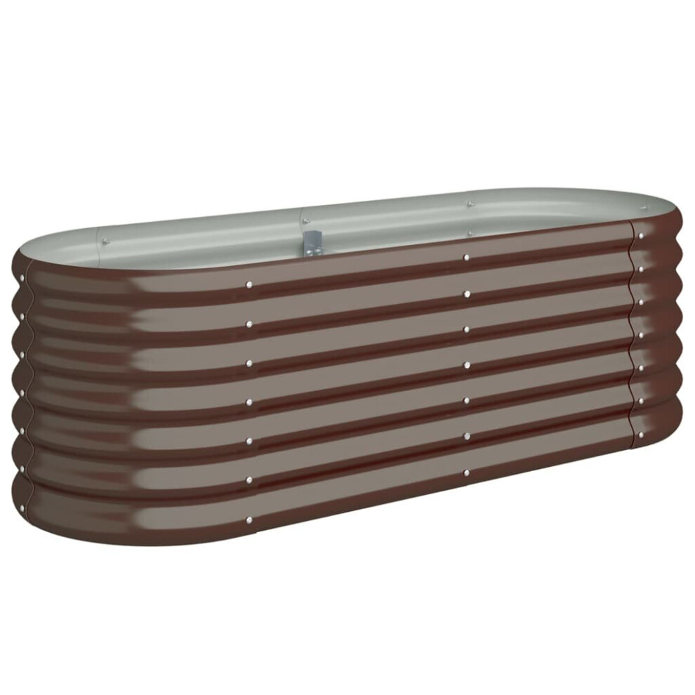 Vidaxl (, 114 X 40 X 36 Cm) Garden Planter Patio Flower Pot Raised Garden Bed Powder-Coated Steel Brown