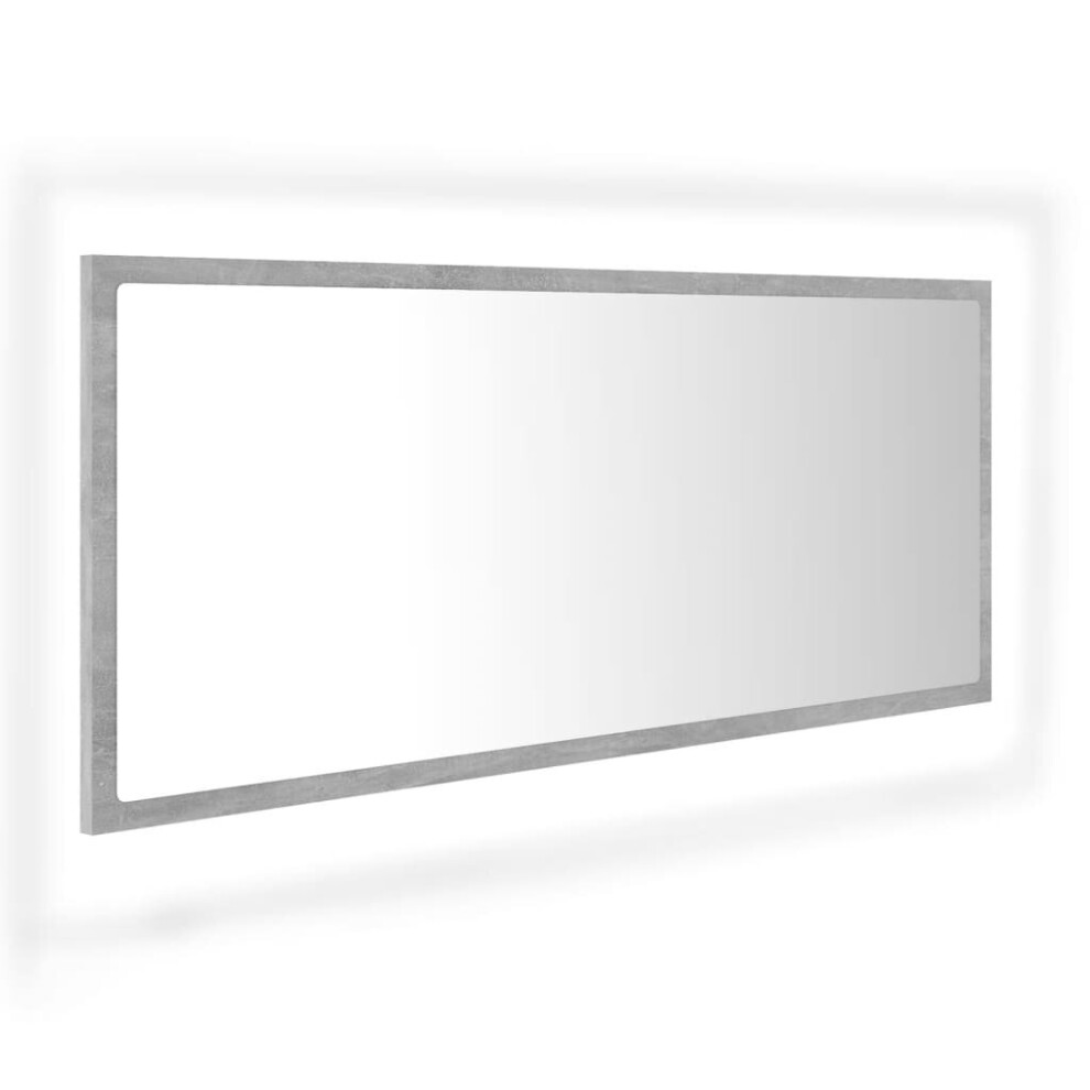 Vidaxl Led Bathroom Mirror Concrete 100X8.5x37 Cm Acrylic Washroom Mirror Grey