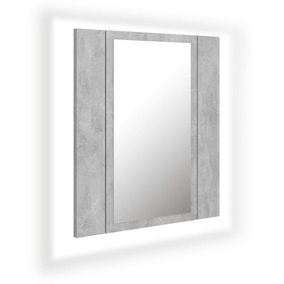 vidaXL LED Bathroom Mirror Cabinet Concrete Grey 40x12x45 cm Acrylic Mirror