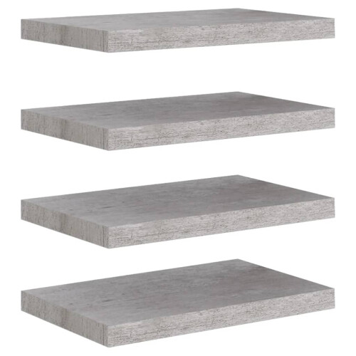 VidaXL vidaXL 4x Floating Wall Shelves Concrete Grey MDF Bookcase Wall Board CD Rack
