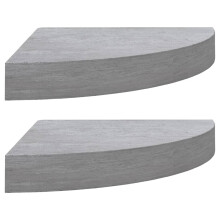 vidaXL 2x Wall Corner Shelves Concrete Grey MDF Hanging Display Shelves - Invisible Mounting, 35x35x3.8 cm 5 kg Each (326643)