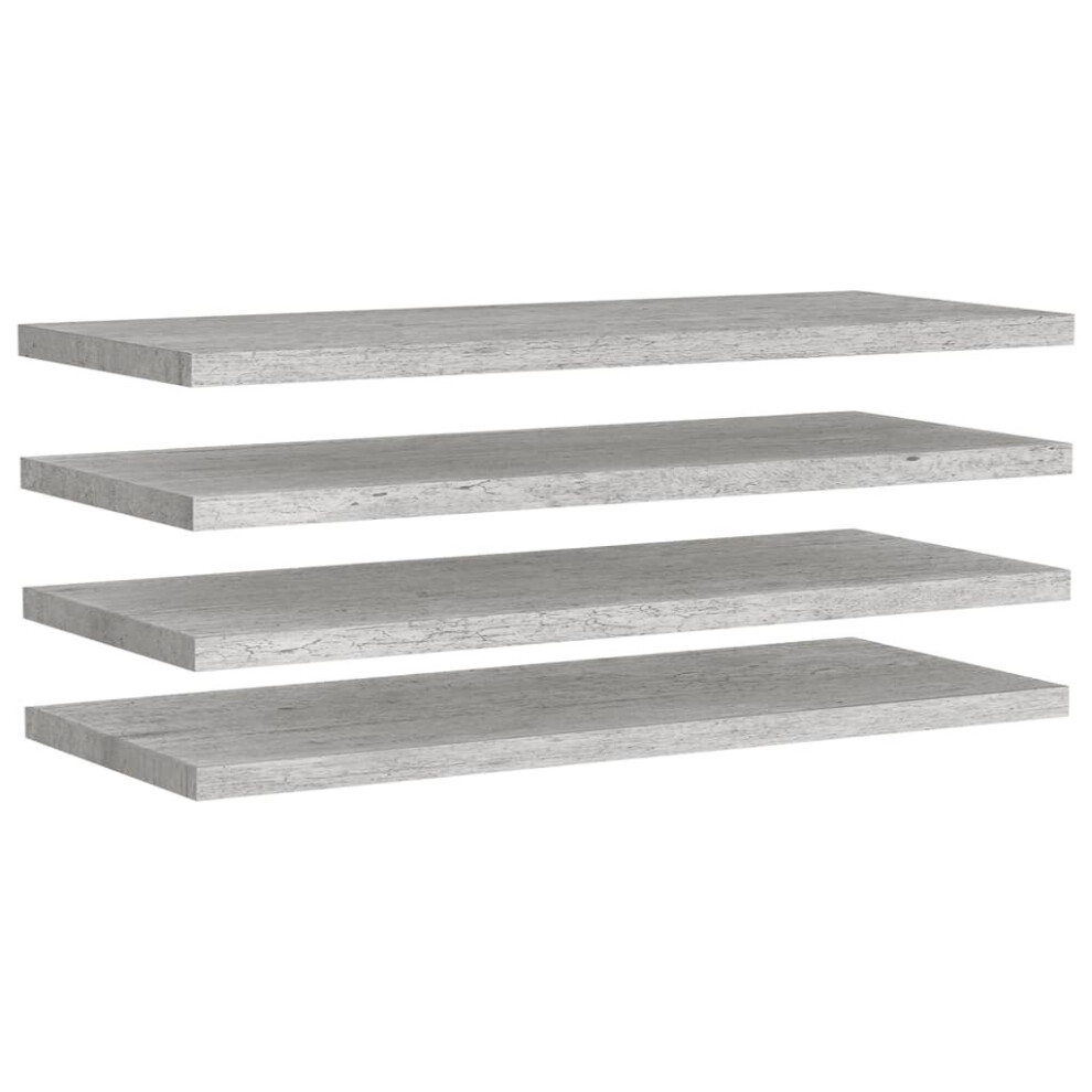 vidaXL 4x Floating Wall Shelves Concrete Grey MDF Wall Ledge Hanging Shelf