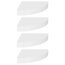 vidaXL 4x Floating Corner Shelves White 25x25x3.8 cm MDF Display Hanging Rack