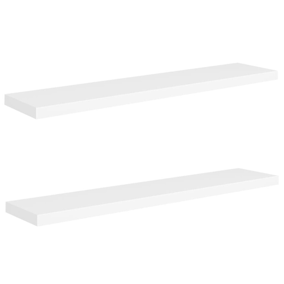 vidaXL 2x Floating Wall Shelves White 120x23.5x3.8 cm MDF Display Hanging Rack