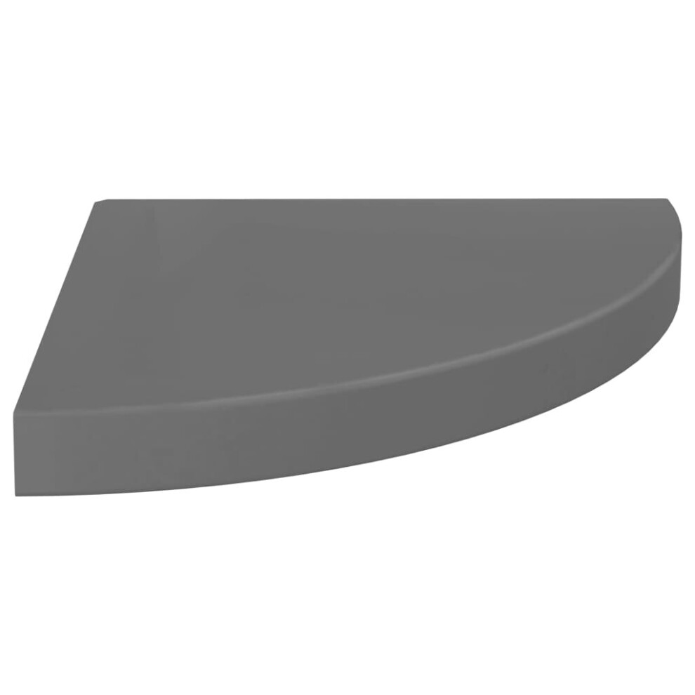 Vidaxl Floating Corner Shelf High Gloss Grey 35X35x3.8 Cm Mdf Hanging Rack