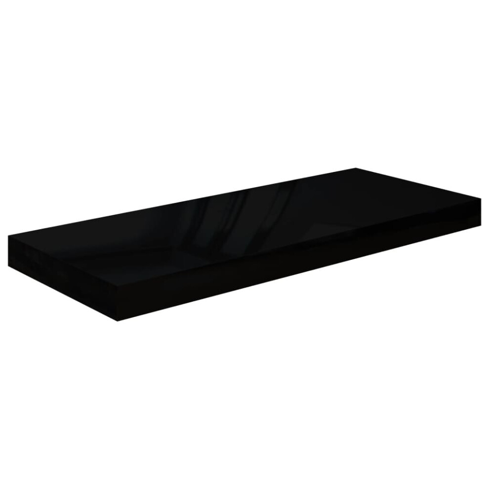 vidaXL Floating Wall Shelf High Gloss Black 60x23.5x3.8 cm MDF Home Bookcase