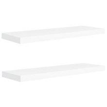 vidaXL 2x Floating Wall Shelves White 80x23.5x3.8 cm MDF Display Hanging Rack