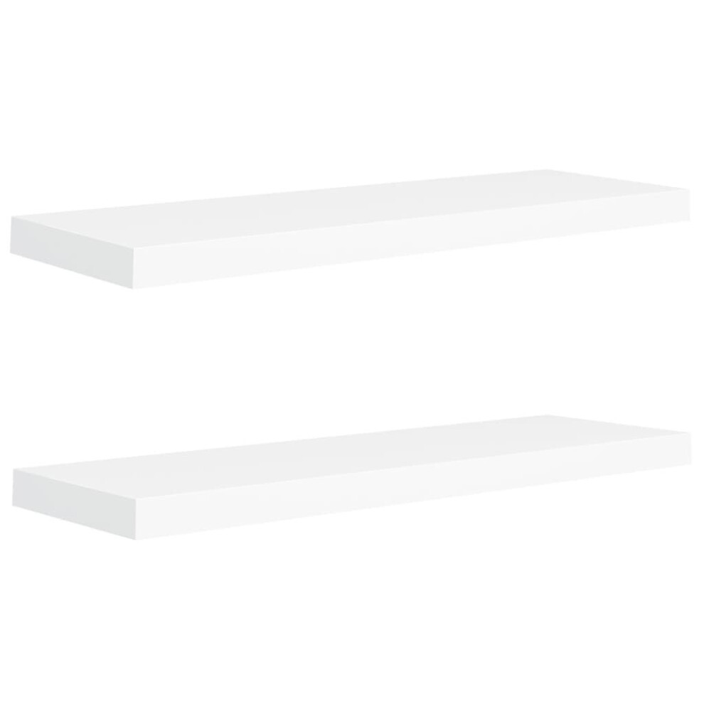 vidaXL 2x Floating Wall Shelves White 80x23.5x3.8 cm MDF Display Hanging Rack