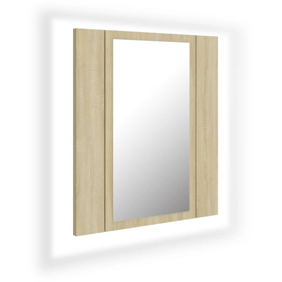 Vidaxl Led Bathroom Mirror Cabinet Sonoma Oak 40X12x45 Cm Acrylic Wall Mirror
