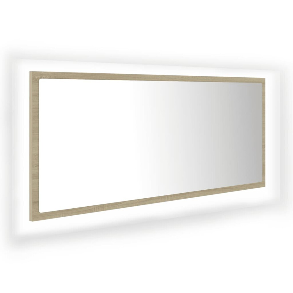 vidaXL LED Bathroom Mirror Sonoma Oak 100x8.5x37 cm Acrylic Washroom Mirror