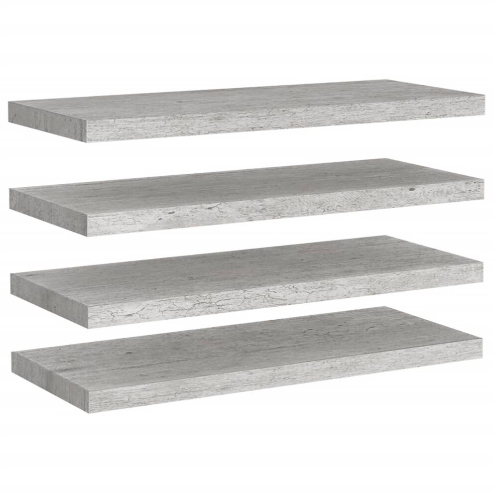 Vidaxl 4X Floating Wall Shelves Concrete Mdf Wall Ledge Hanging Shelf Grey