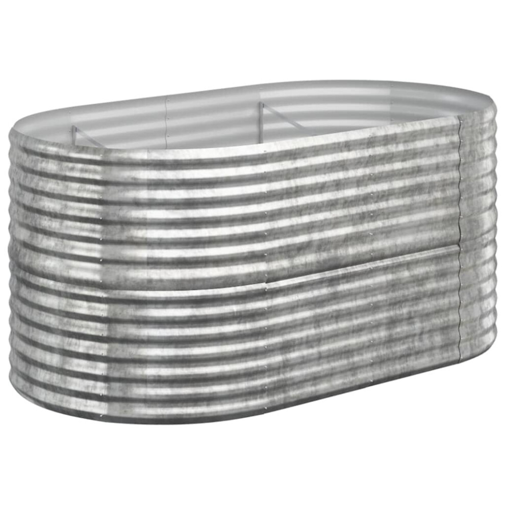 Vidaxl (, 152 X 80 X 68 Cm) Garden Planter Patio Flower Pot Raised Garden Bed Powder-Coated Steel Silver